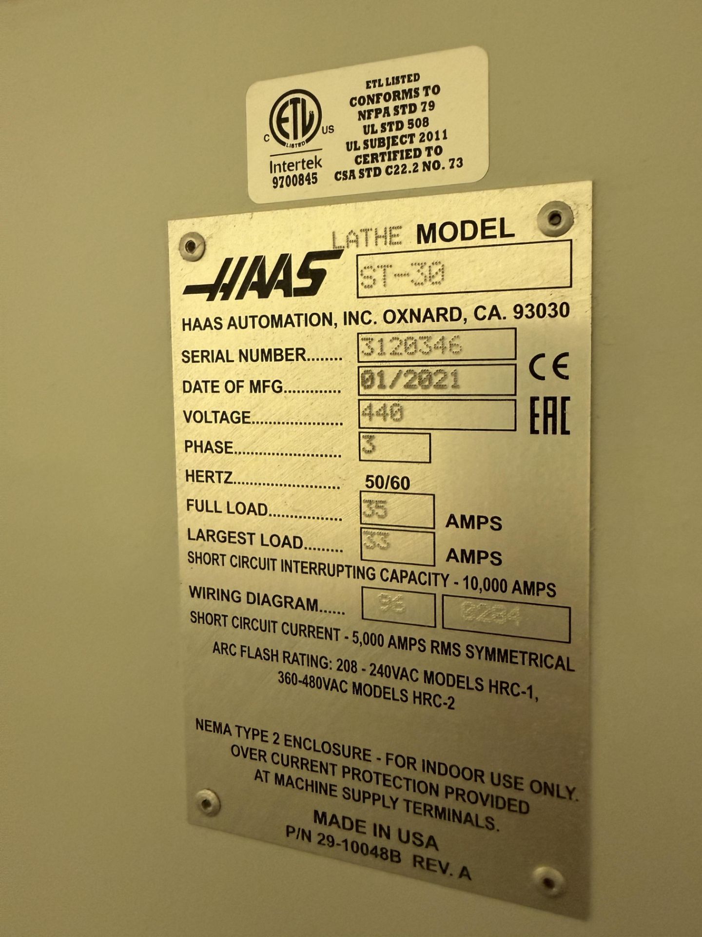 2021 Haas ST-30 CNC Lathe, Haas Control, 10" 3 Jaw Chuck, 3" Bore, 12 Station Turret With Tool - Image 11 of 28
