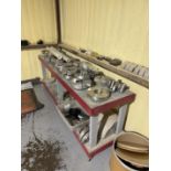 Wooden Rolling 2 Tier Shop Table With Various Aluminum Pie Jaws