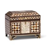 A TURKISH OTTOMAN STYLE MOTHER-OF-PEARL AND TORTOISESHELL INLAID CASKET, 20TH CENTURY