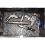 Box containing various air tools to include an air ratchet, air drill and air saw
