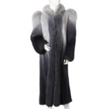 The Roson Collection, a blue ombre mink and fox fur coat.