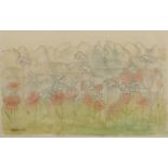 Mary Fedden R.A. (British, 1915-2012), a meadow landscape with poppies and cow parsley, signed and