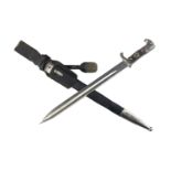 A German Third Reich police bayonette, with scabbard, frog and knot, antler grip handle with eagle
