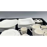 Shelley England 'Dainty White', sandwich plates and cake tray, scalloped edges with fluted rims;