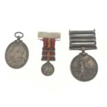 A Boer War medal group: The Queen's South Africa Medal awarded to 1281 Pte (Private) J. R.