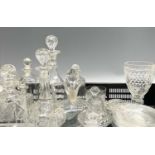 Late 19th and 20th century glassware including a collection of decanters, various forms, a finely