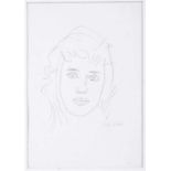 Peter Blake R.A. (British, 1932), portrait of a lady, signed l.r., pencil and coloured chalk, 26