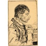 Giovanni Giacometti; Giovanin da Vöja, Brustbild im Profil nach rechts