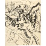 Ernst Ludwig Kirchner; Wildbodenhaus mit Blick auf Sertigweg im Herbst