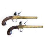 A Pair of 28-Bore Flintlock Turn Off Pistols by Joiner of London