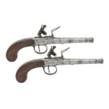 A Pair of Antique 54-Bore Flintlock Boxlock Pistols by Collis, Oxford.