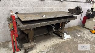 Welded Mild Steel Heavy Duty Welding Bench with Vice, Mounted on Wheels with Welding Wire Stand