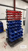 Mobile Multi Drawer Parts Bin Storage System with Parts As Pictured
