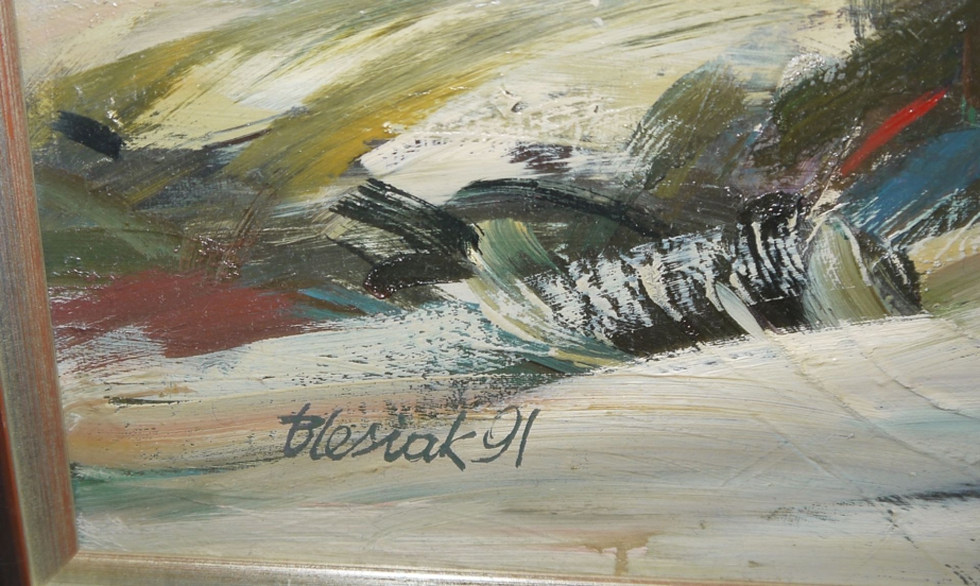 Bozena Lesiak, "Snieg II" (Schnee), Ölgemälde von 1991, gerahmt - Bild 2 aus 3