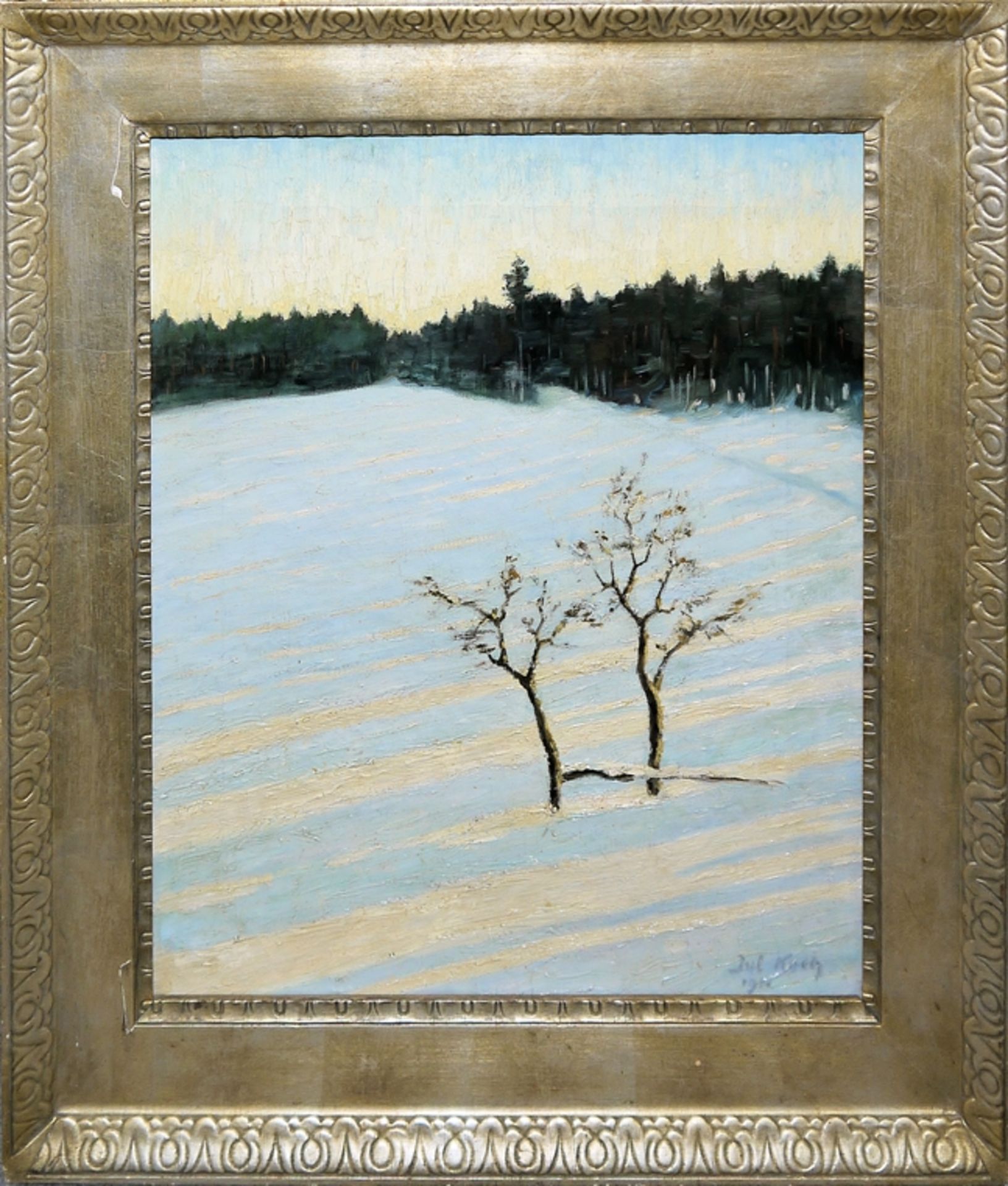 Julius Koch, Winterlandschaft, Ölgemälde von 1932 & Tschechischer Maler, "Predjari (Vorfrühling)",  - Bild 2 aus 6