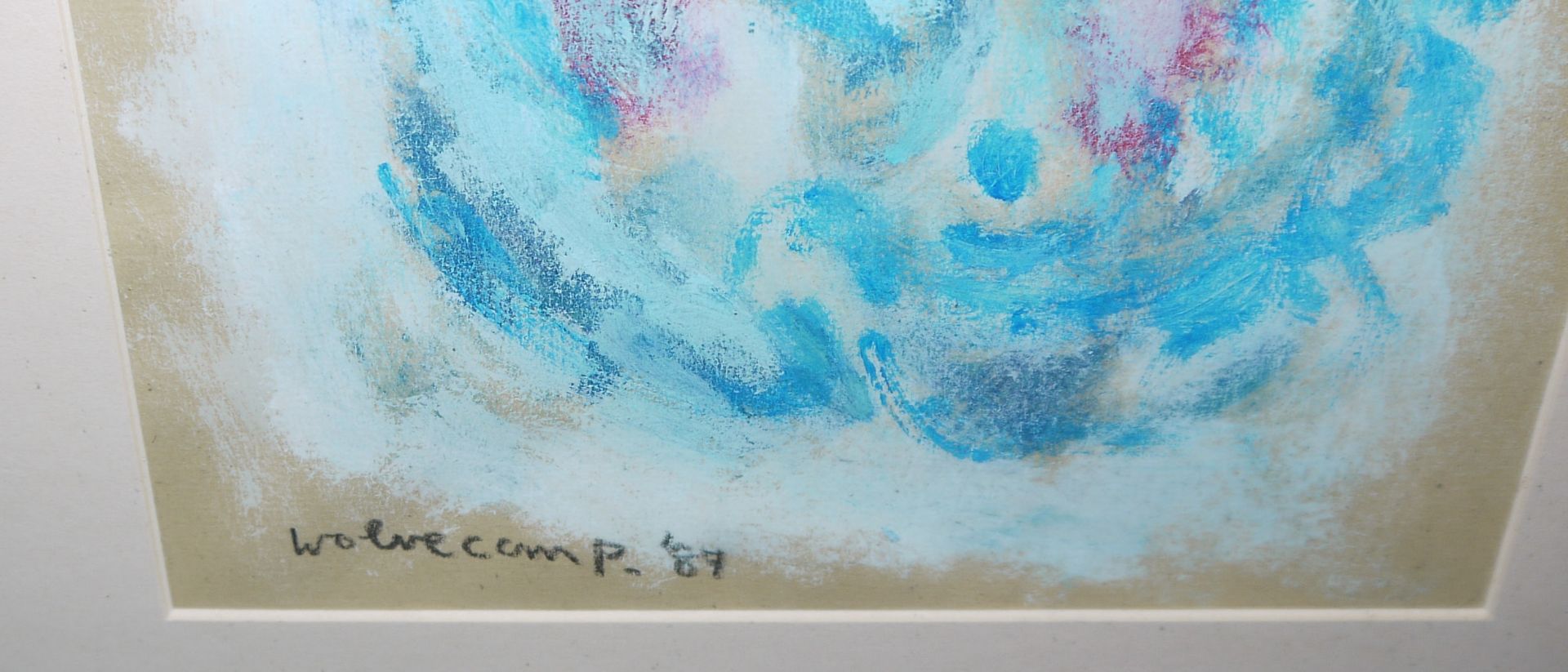 Theo Volvekamp, Abstrakte Komposition, Deckfarben (Gouache) von 1987, gerahmt - Bild 2 aus 3