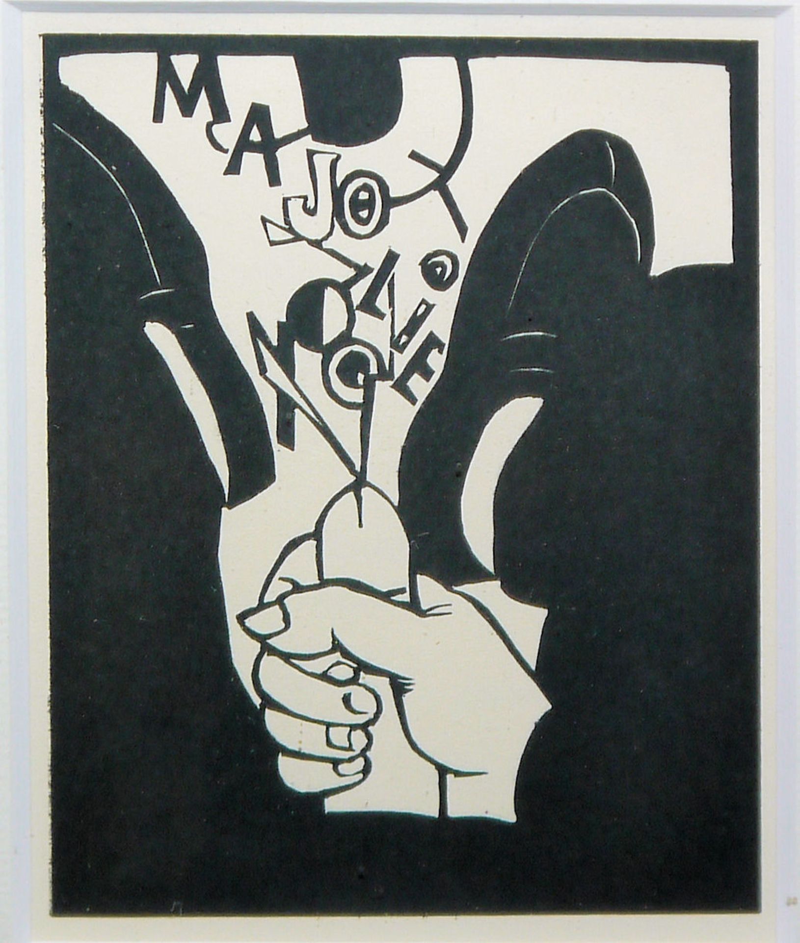 Roland Topor, "Onaniste cubiste", Linolschnitt von 1984, gerahmt - Bild 2 aus 2