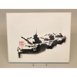 Banksy, Dismal Canvas, Golf Sale, Dismaland, Pochoir von 2015