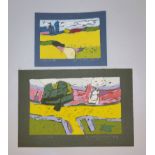 Klaus Fußmann, Sommerliche Landschaften, 2 signierte Farblinolschnitte von 2019/20