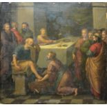 Anonym um 1780/1800, Fußwaschung während des letzten Abendmahls, Ölgemälde, ungereinigter Speicherf