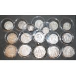 Münzsammlung mit 17 Silbermünzen, Hamburg, Frankfurt, Sachsen usw.