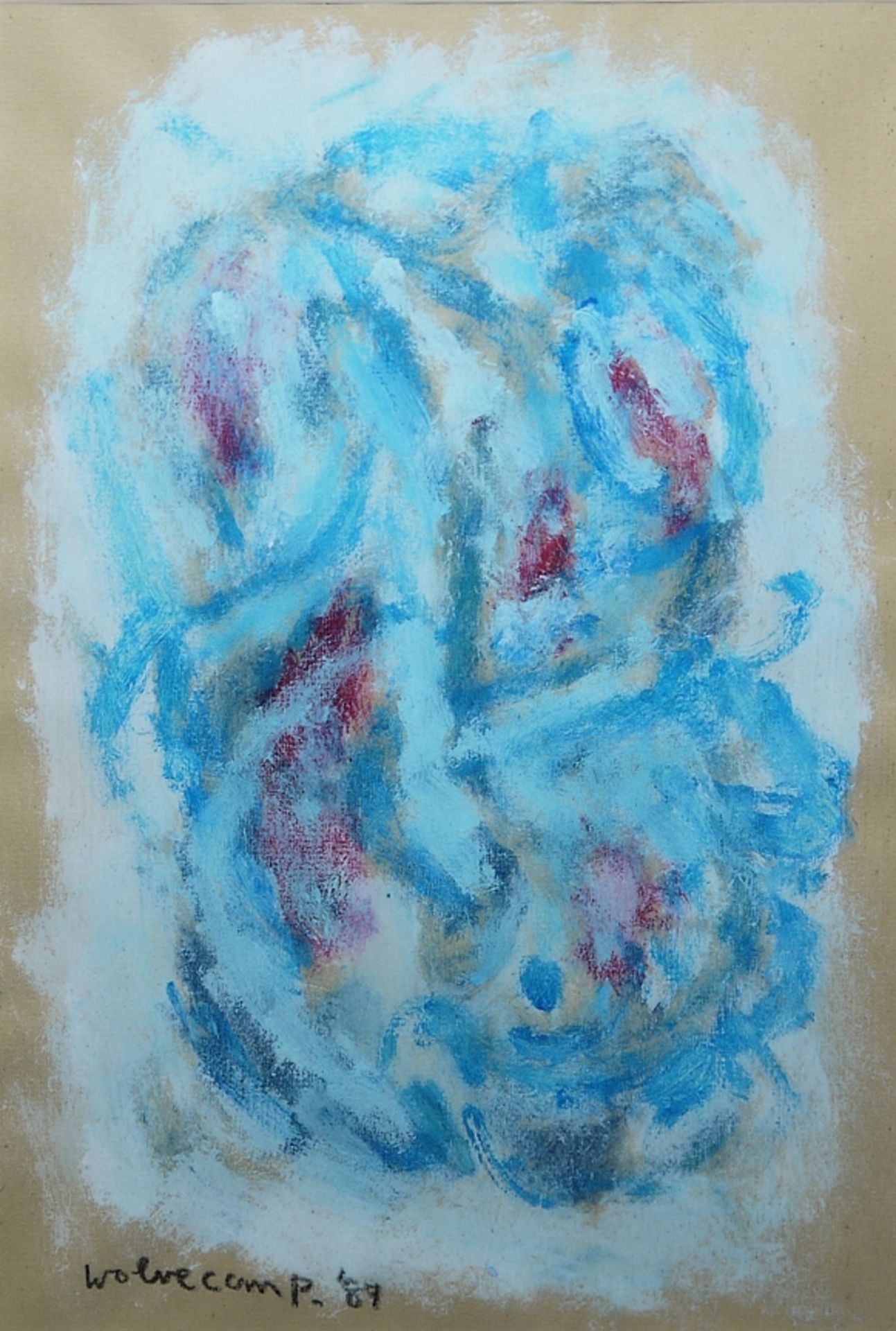 Theo Volvekamp, Abstrakte Komposition, Deckfarben (Gouache) von 1987, gerahmt - Bild 3 aus 3