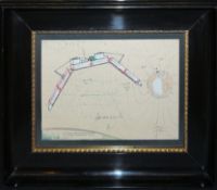 Panamarenko, "Een modern magnetisch Ruimteship centrifugaal aangedreven - plan 4", handkolorierte,