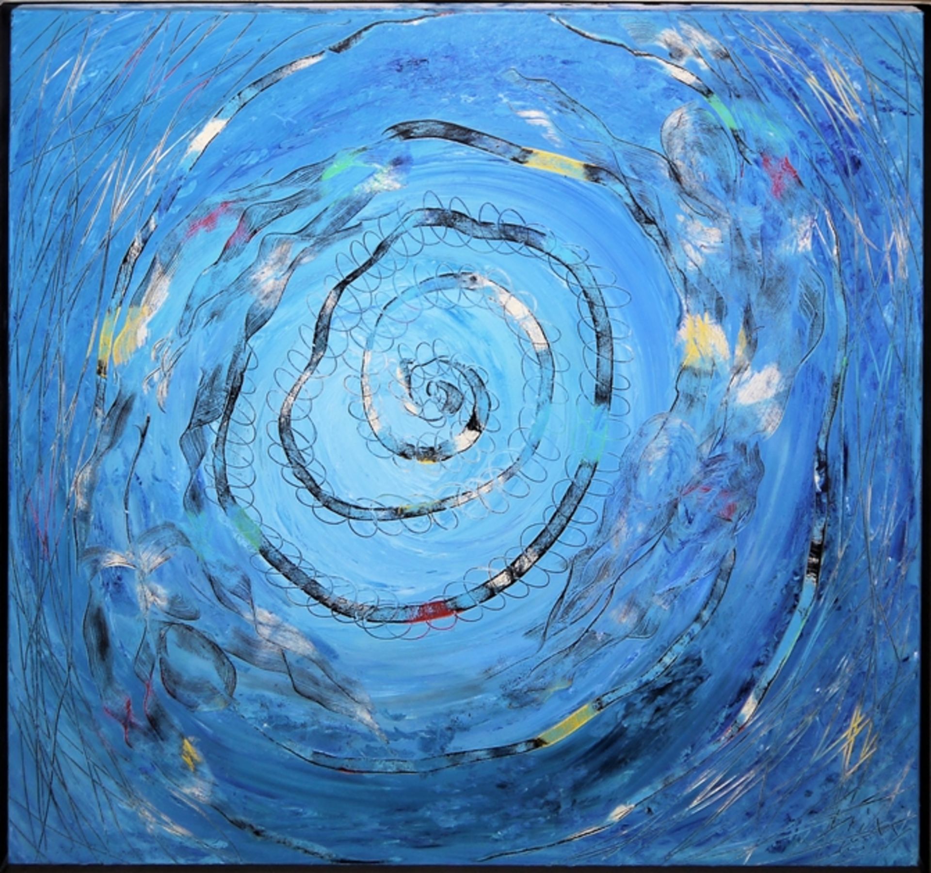 Dietmar Brixy, "Im Strudel des Lebens", großes Ölgemälde von 1998, im Stahlrahmen, mit Zertifikat