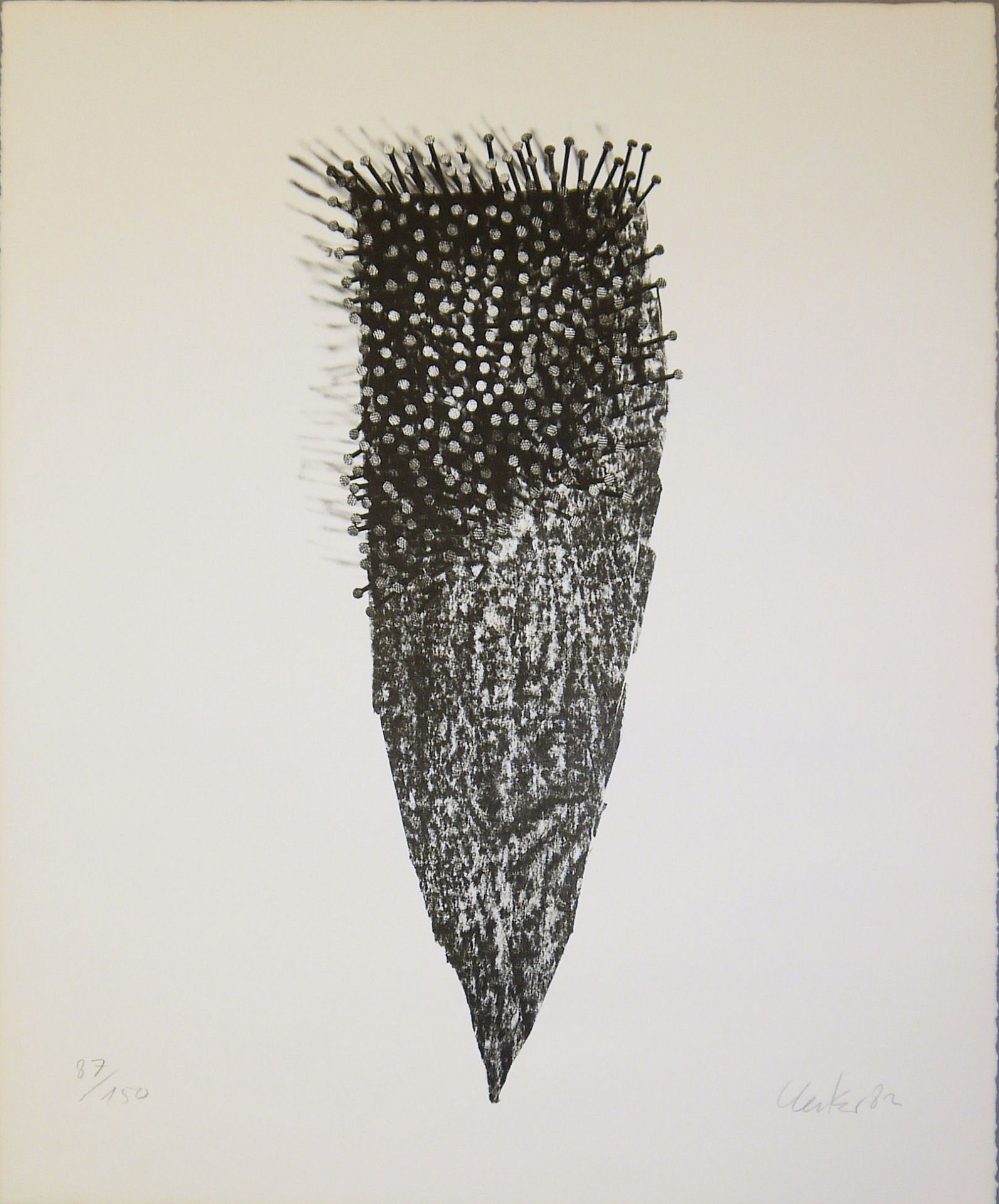 Günther Uecker, Splitter für Polen, signierte Offsetlithographie von 1982