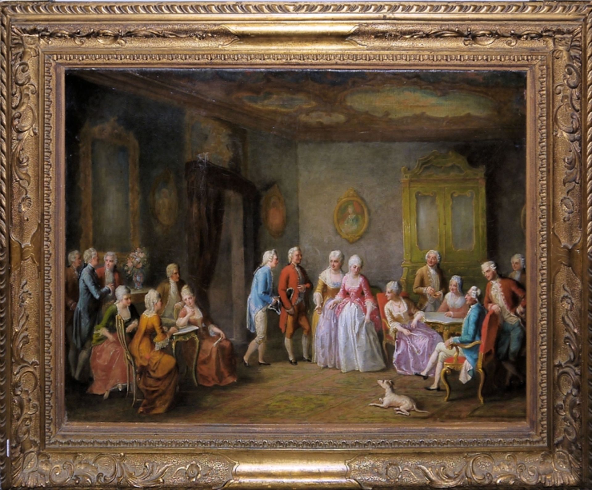 Félix Henri Giacomotti, Elegante Rokoko-Gesellschaft, Ölgemälde, im wohl originalen Goldstuckrahmen - Bild 2 aus 4