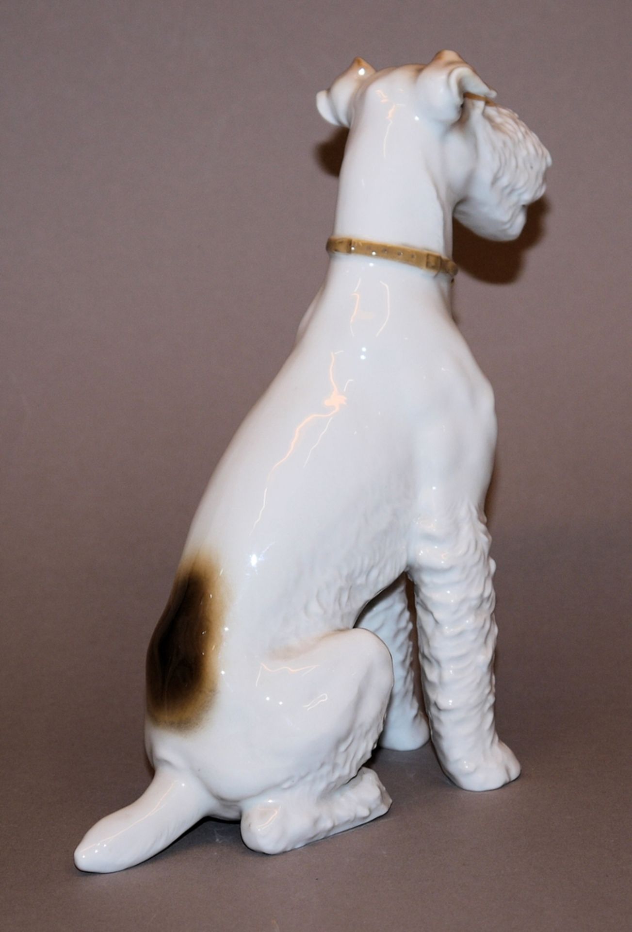Franz Nagy, Sitzender Foxterrier, Allach-Porzellan um 1935  - Bild 2 aus 4