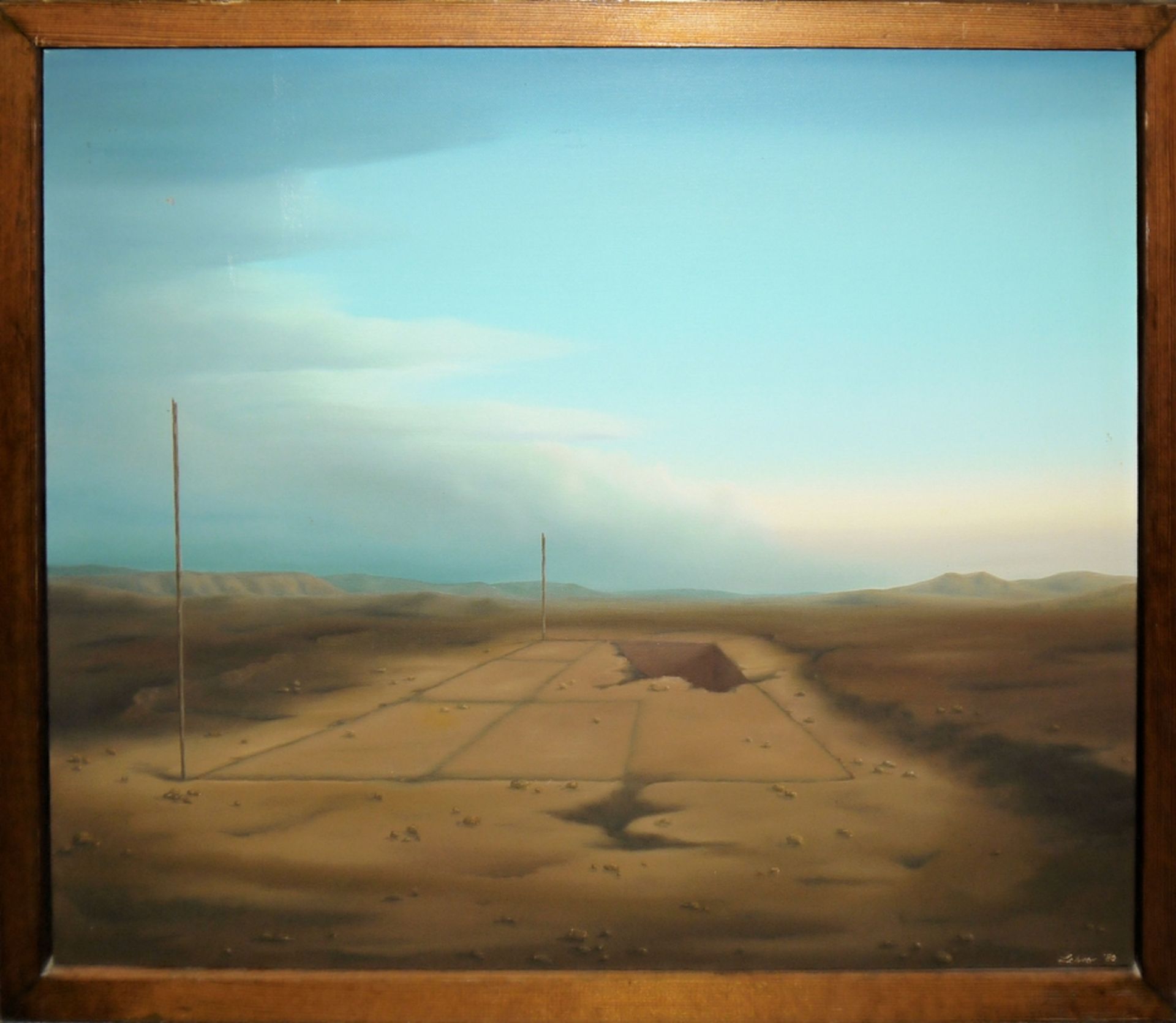 Joachim Lehrer, "Von großen Plänen", Ölgemälde von 1980, gerahmt