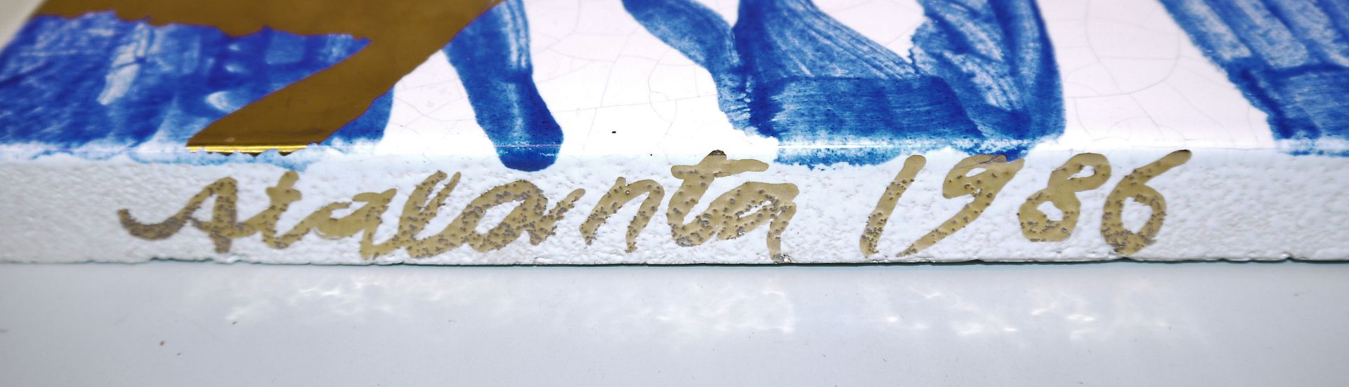 3 Wandplastiken: Wolfgang Glöckler, Keramische Wandplastik mit abstrakter Bemalung / Abstrakte Emai - Bild 3 aus 3