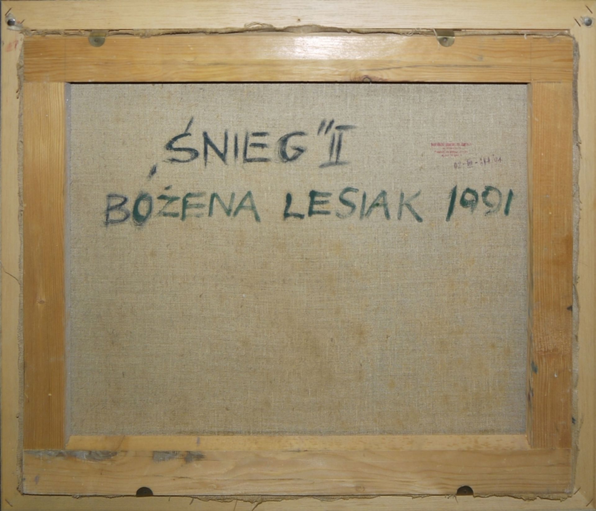Bozena Lesiak, "Snieg II" (Schnee), Ölgemälde von 1991, gerahmt - Bild 3 aus 3