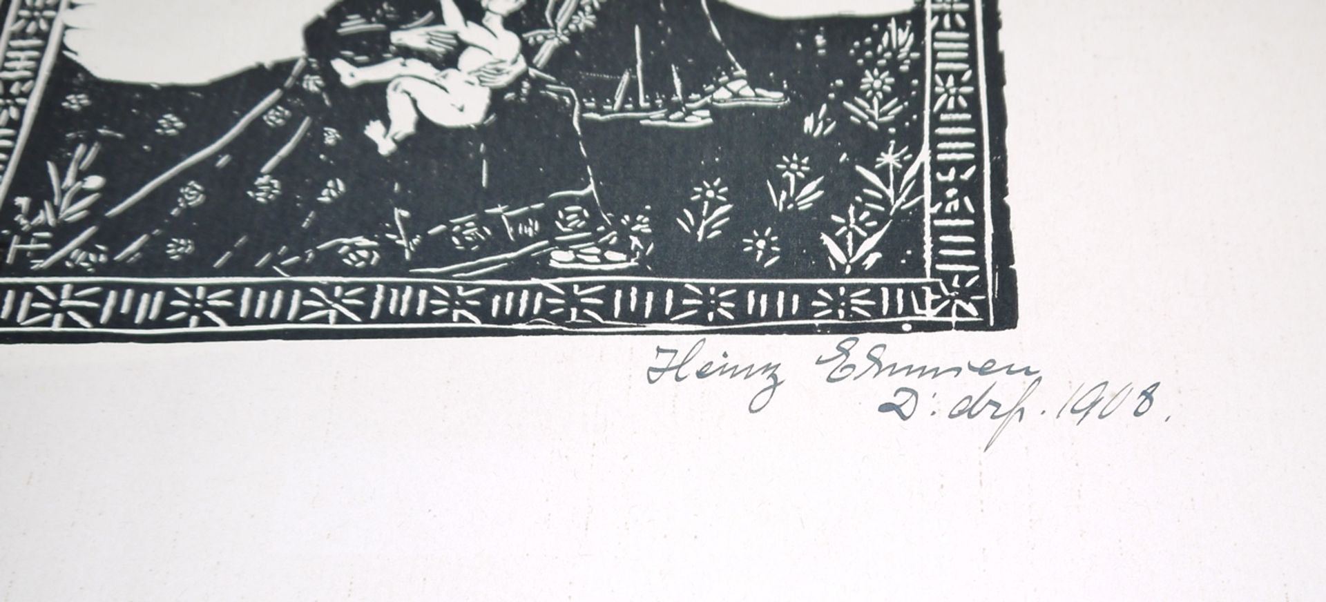 Heinrich Ehmsen, "Die heilige Familie" (1908) und Porträt, 2 signierte Druckgraphiken, dazu Katalog - Bild 2 aus 4
