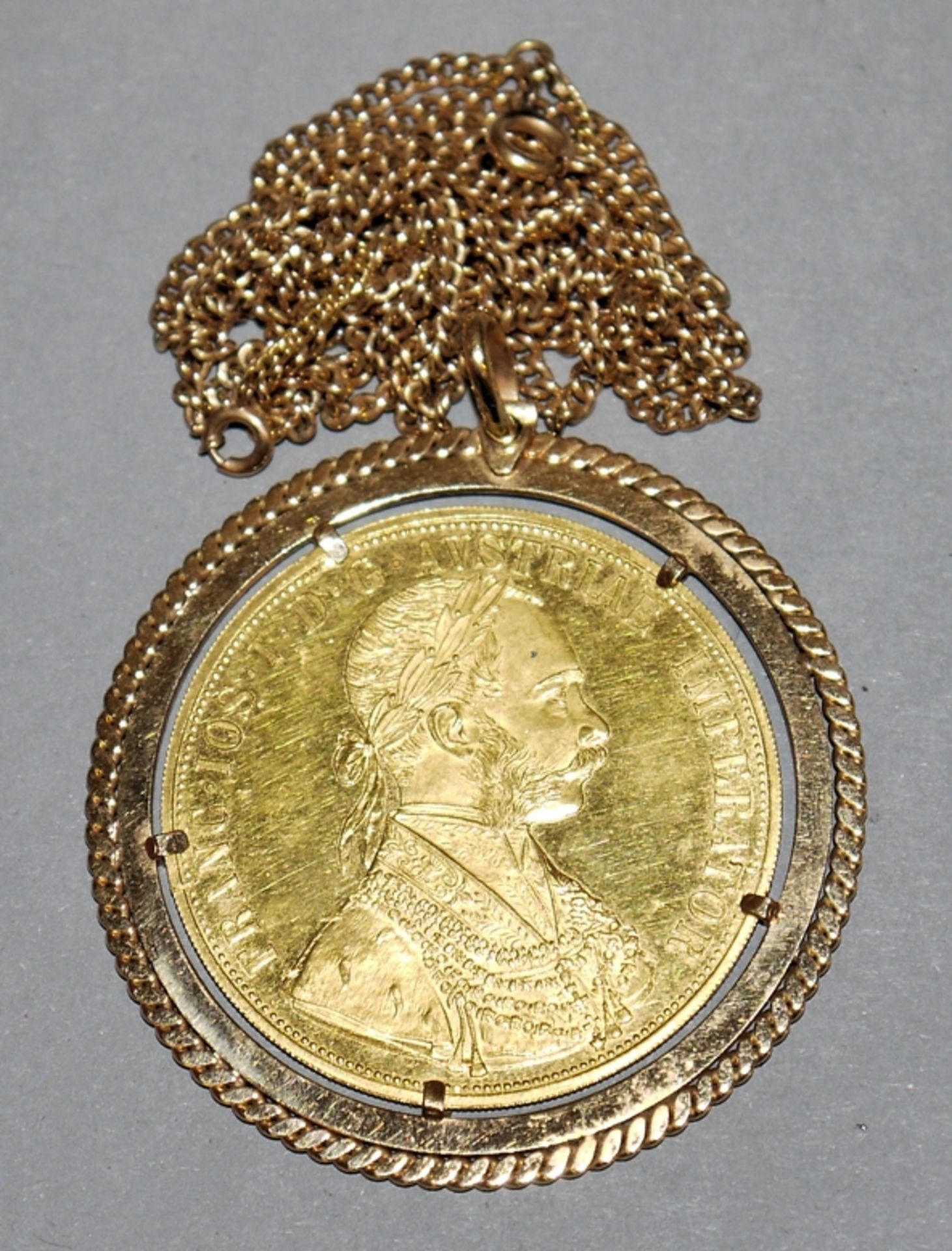 Goldmünze Franz Josef I. Österreich 4 Dukaten als Anhänger an Kette
