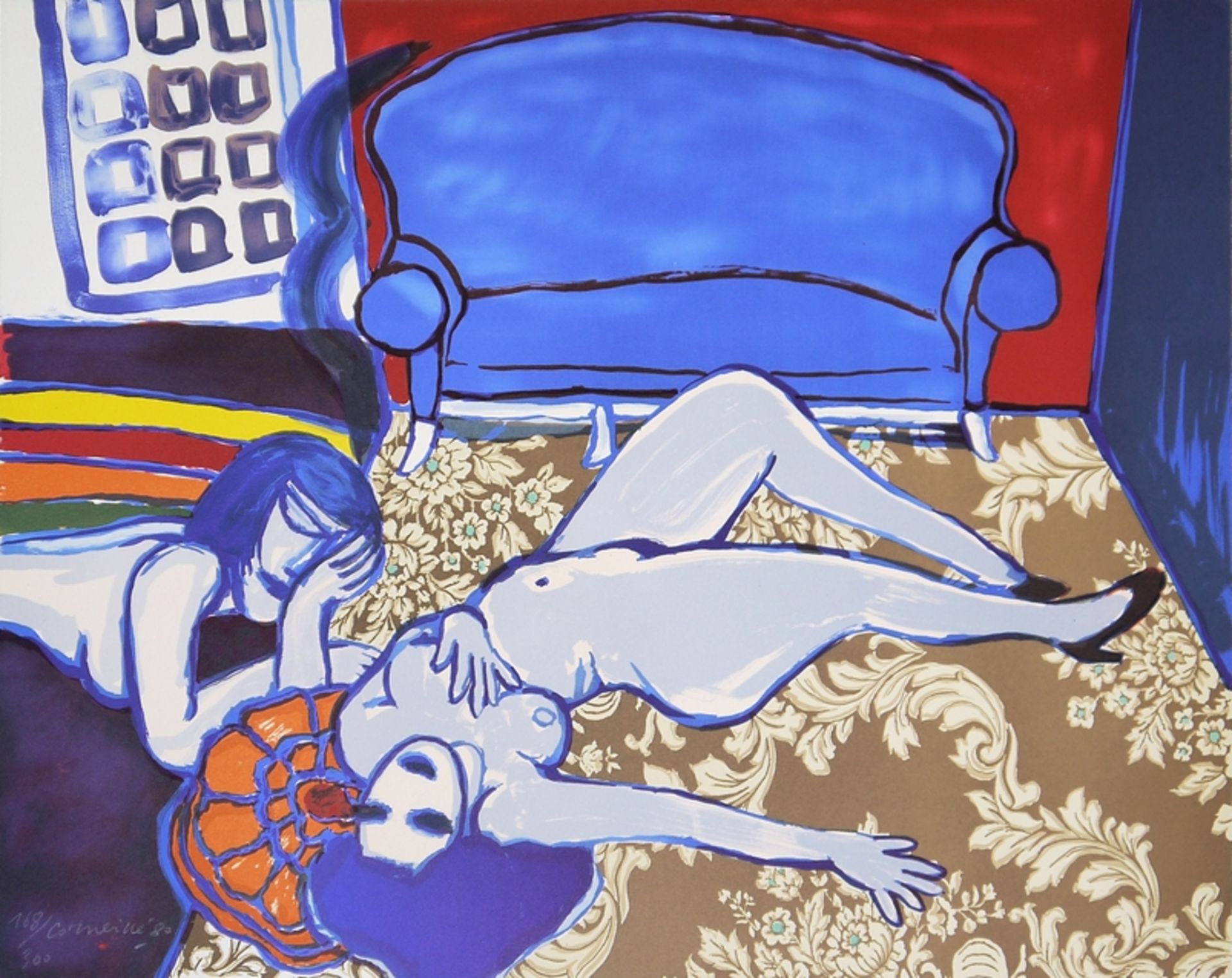 Corneille, "Conversation", signierte Farblithographie von 1980