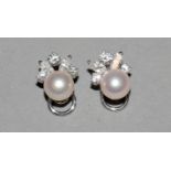 Ohrclips mit Brillanten Perlen, Gold