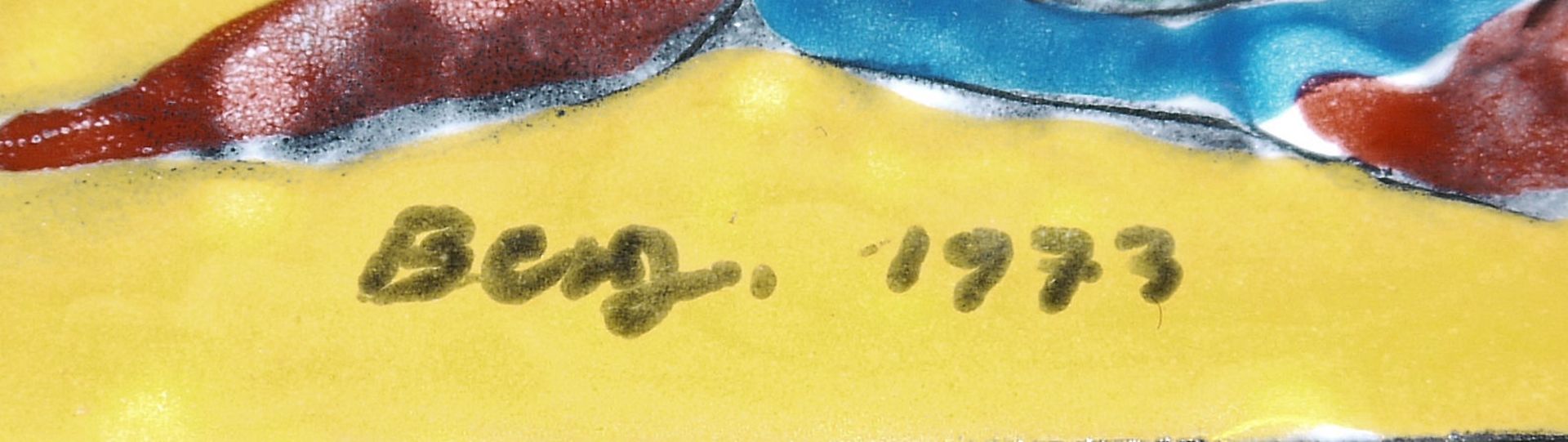 3 Wandplastiken: Wolfgang Glöckler, Keramische Wandplastik mit abstrakter Bemalung / Abstrakte Emai - Bild 2 aus 3