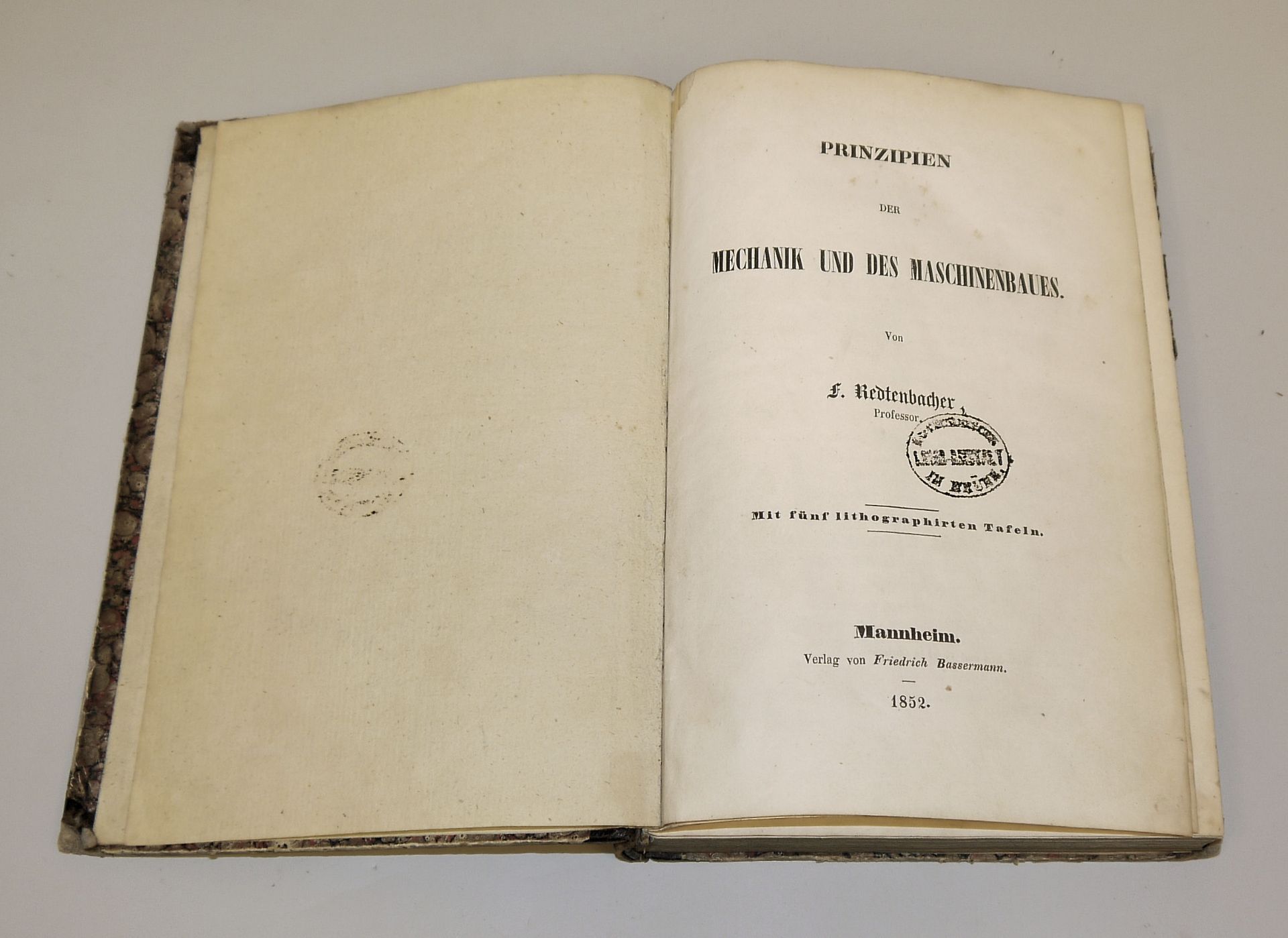 Ferdinand Redtenbacher, Prinzipien der Mechanik und des Maschinenbaues, Vlg. Bassermann, Mannheim 1