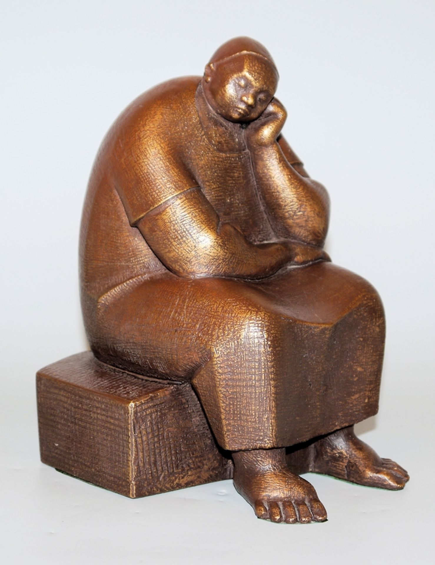 Mohamad Al Fayoumi, Dösender Mann, bronzierter Polymerguss von 1999