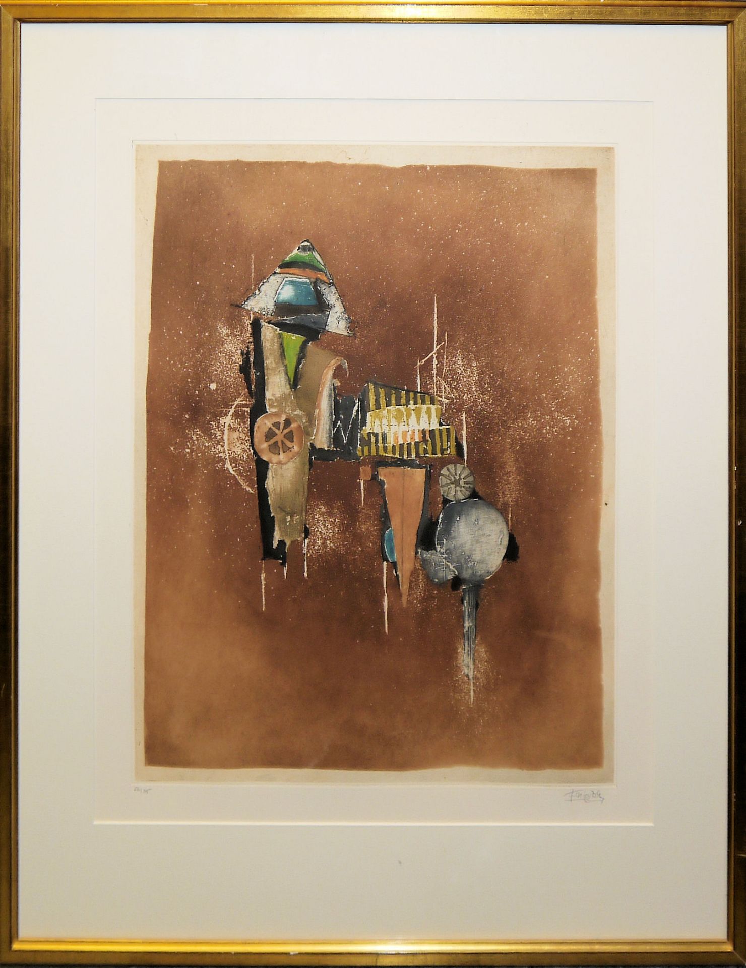 Johnny Friedlaender, Abstrakte Komposition, signierte Farbradierung, ansprechend gerahmt