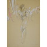 Jürgen Görg, "Glücksbotin", signierte Zeichnung/ Pastell von 1988