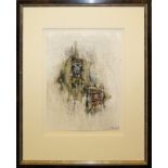 Johnny Friedländer, Ohne Titel, signiertes Aquarell von 1987, galeriegerahmt