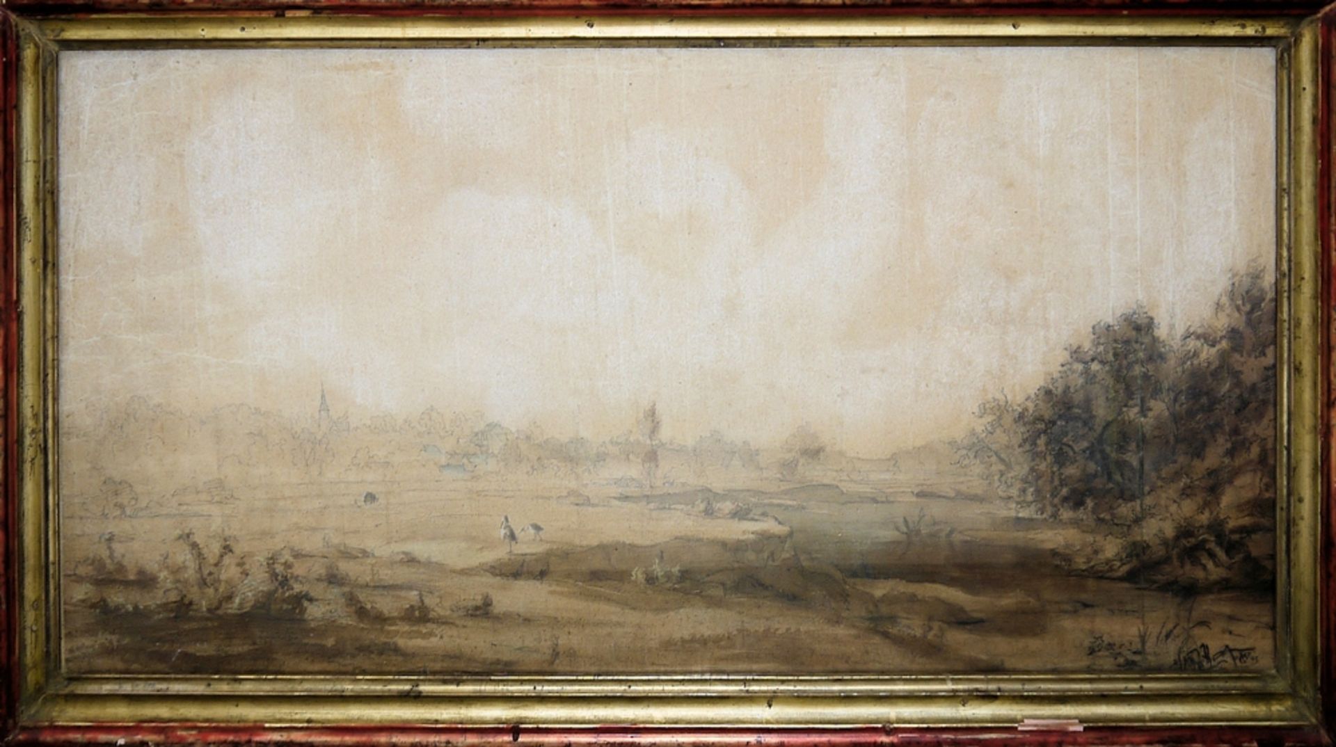 Sammlungsnachlass: Zwei große und ein kleineres Aquarell/ Zeichnung (Stadtansichten) des 19. Jhs., 