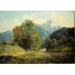 Carl le Feubure, Alpenländliche Landschaft, Ölgemälde