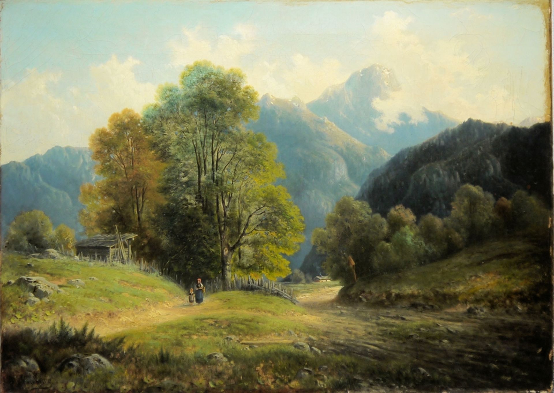 Carl le Feubure, Alpenländliche Landschaft, Ölgemälde