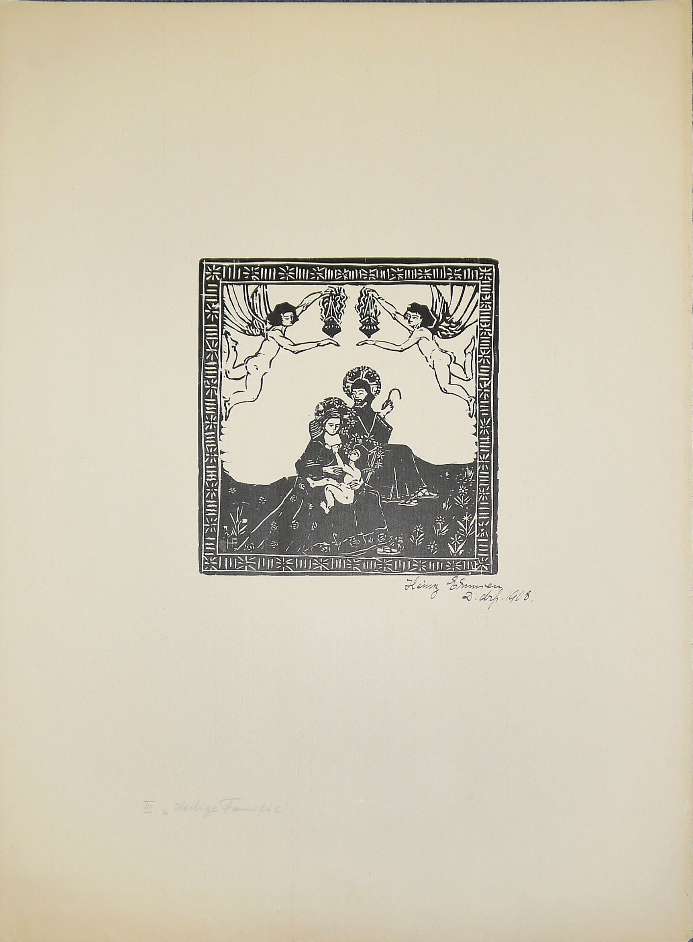 Heinrich Ehmsen, "Die heilige Familie" (1908) und Porträt, 2 signierte Druckgraphiken, dazu Katalog