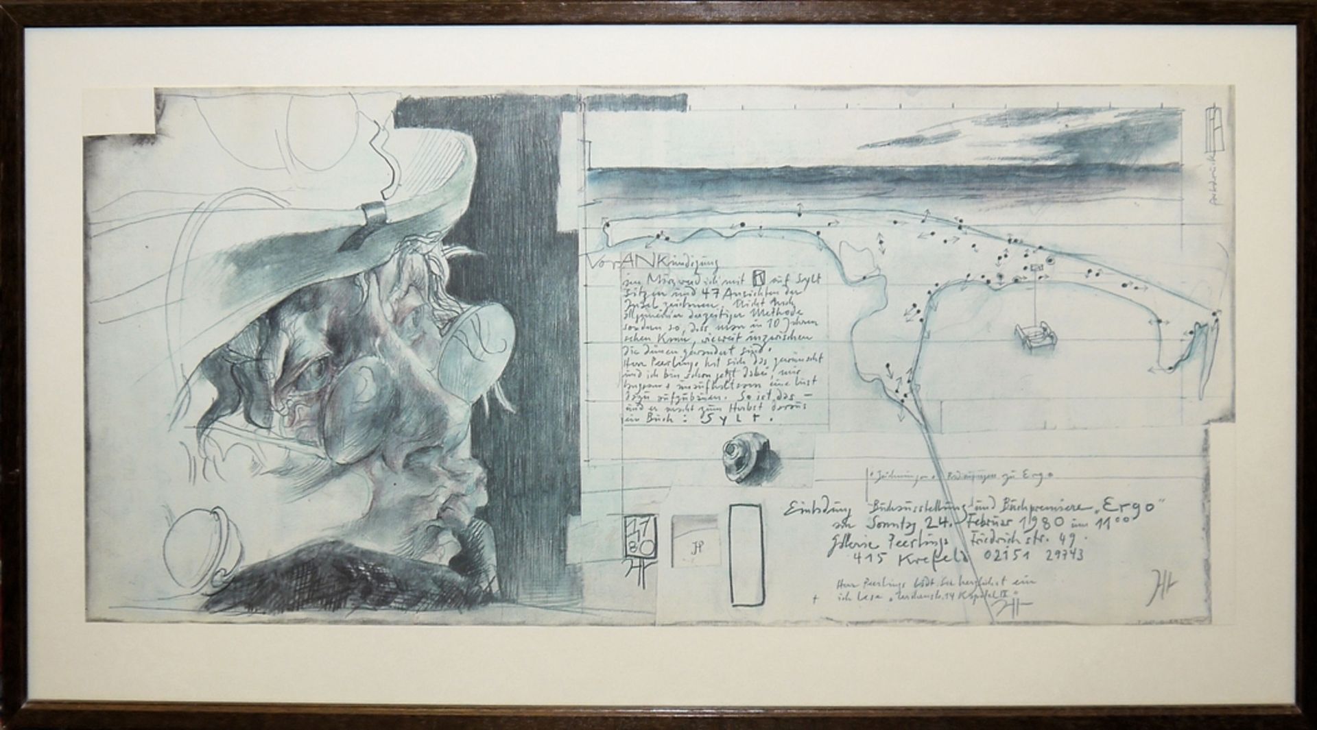 Horst Janssen, 3 sign. Graphiken, 2 x gerahmt