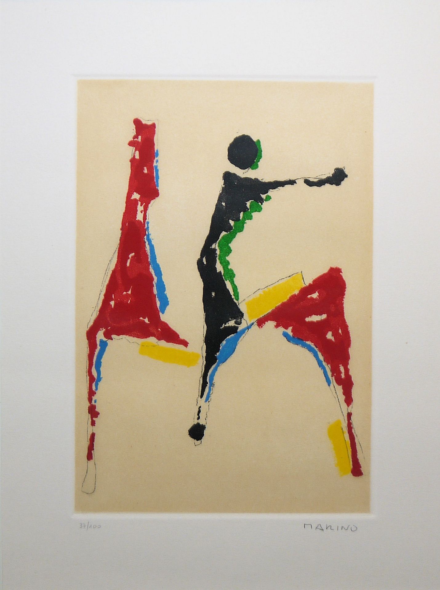 Marino Marini, Gioco Colorato, signierte Farbradierung von 1978, gerahmt - Bild 2 aus 3